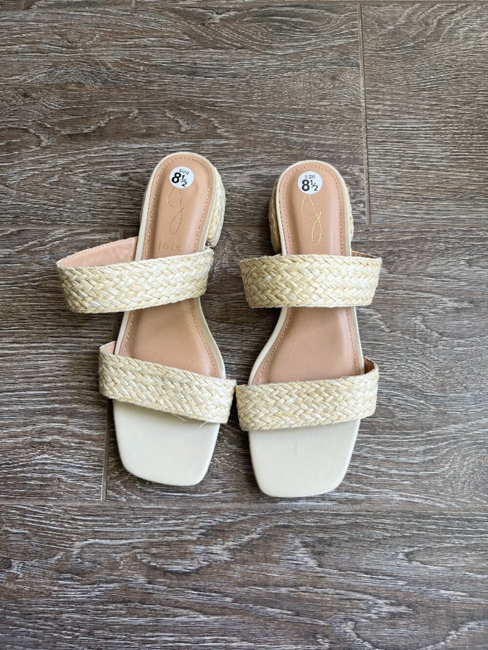 Joie Niki Raffia Straw Block Heel Sandals size 8.5